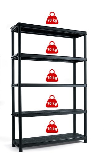 Keter Regál plus 120/5 műanyag 5 szintes tárolópolc - fekete