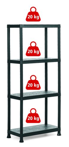 Keter Regál plus 60/4 műanyag 4 szintes tárolópolc - fekete