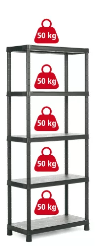 Keter Regál plus 80/5 műanyag 5 szintes tárolópolc - fekete