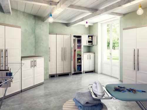 Keter Excellence low műanyag szekrény - bézs/barna