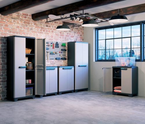 Keter Linear tall műanyag szekrény, világos szürke