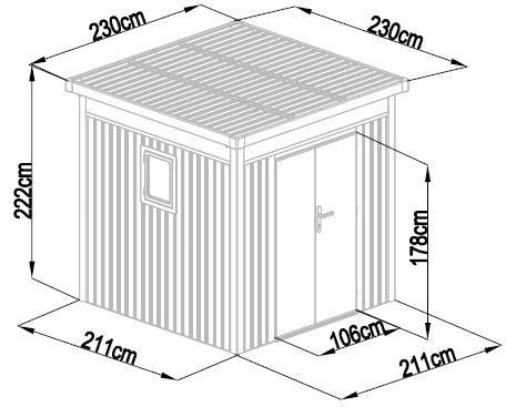 Rojaplast Anna "B" fém kerti ház, tároló, 222 x 230 x 230 CM