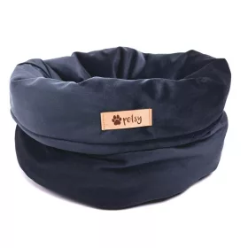   Petsy Royal basket kutya, macska bársonyos poliészter fekhely - kék - Ø 40 cm