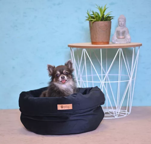 Petsy Royal basket kutya, macska bársonyos poliészter fekhely - kék - Ø 40 cm