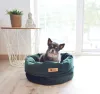 Petsy Royal basket kutya, macska bársonyos poliészter fekhely - zöld - Ø 40 cm