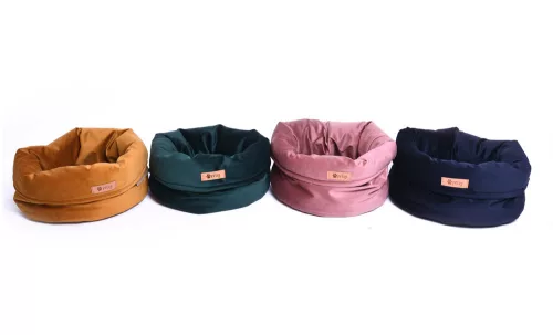 Petsy Royal basket kutya, macska bársonyos poliészter fekhely - arany - Ø 40 cm