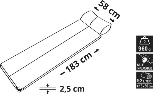 Önfelfújó hálómatrac párnával 183x58x2,5cm NAVY