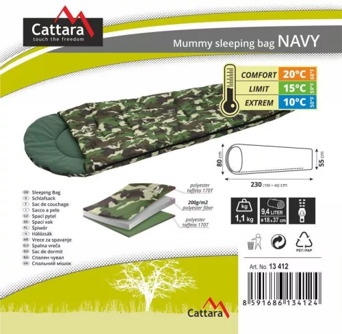 Múmia hálózsák NAVY +10°C
