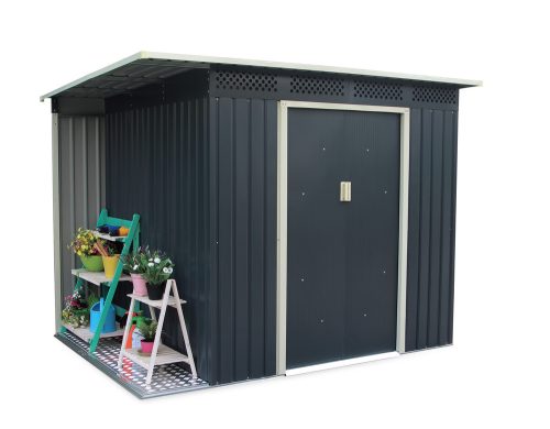 Rojaplast Chester "A" fém kerti ház, tároló szürke - 257 x 142 x 184 cm 
