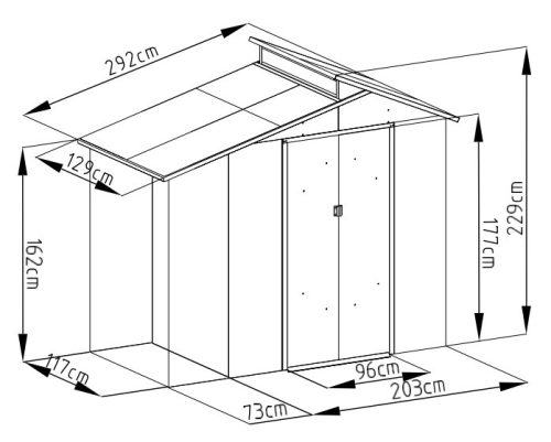 Rojaplast Oscar "E-A" fém kerti ház, tároló szürke - 292 x 129 x 229 cm