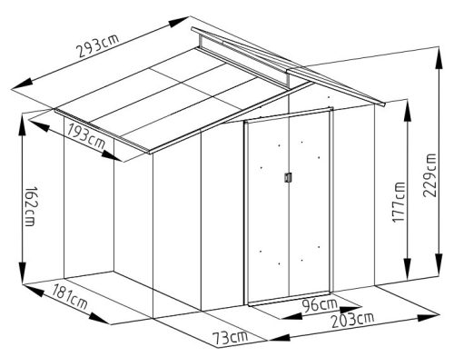Rojaplast Oscar "E-B" fém kerti ház, tároló szürke - 292 x 193 x 229 cm 