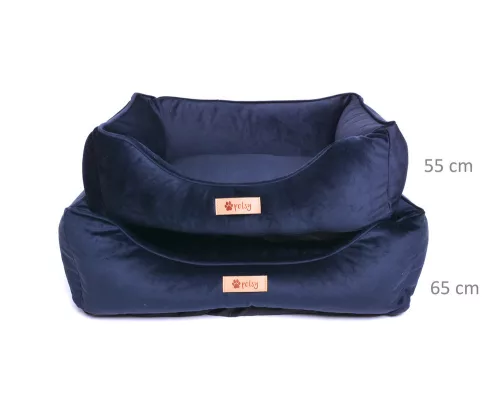 Petsy Royal kutya, macska poliészter fekhely bársony felülettel - kék - 55 cm