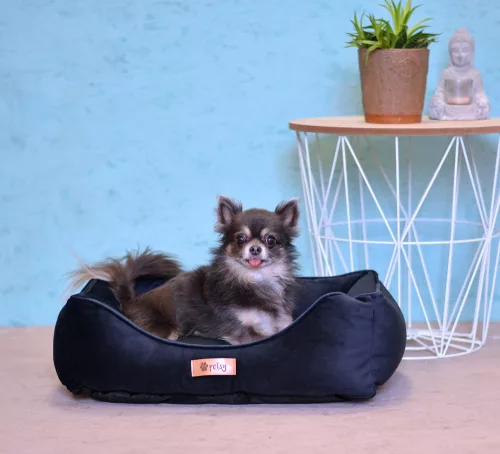 Petsy Royal kutya, macska poliészter fekhely bársony felülettel - kék - 55 cm