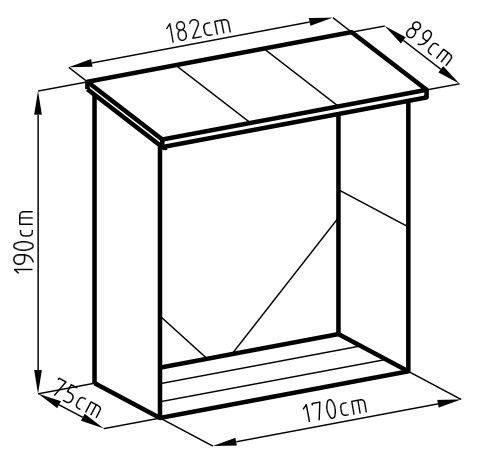 Rojaplast Wa-A acél kerti fatároló 190 x 182 x 89 cm