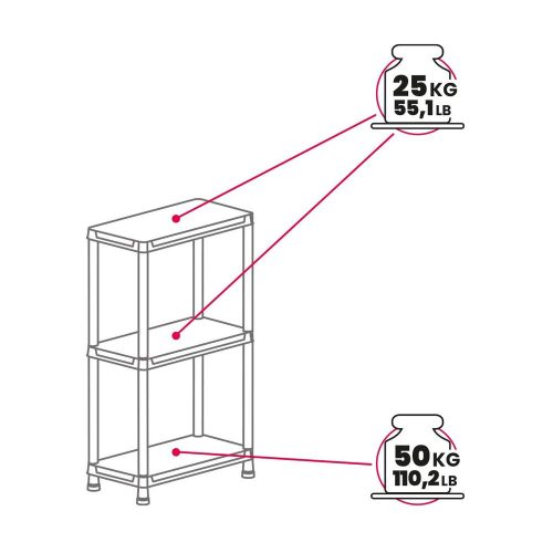 Toomax Universal pro 63-3 műanyag háromszintes polc - fekete
