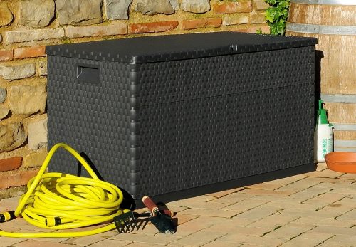Toomax Rattan 420 literes műanyag kerti tárolódoboz - grafit