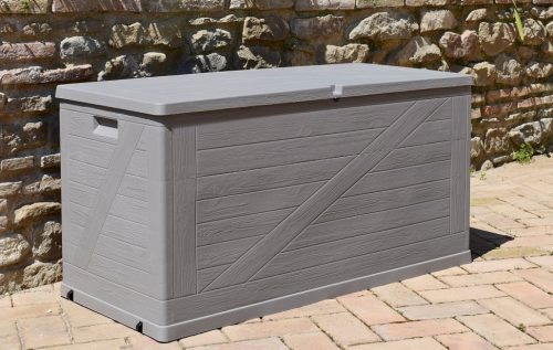 Toomax Wood 420 literes műanyag kerti tárolódoboz - világos szürke