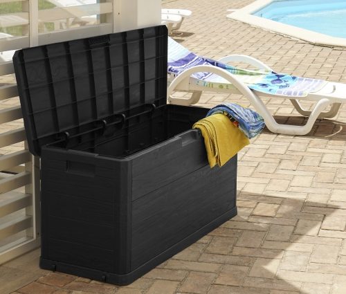 Toomax Woodys grafit 280 literes műanyag kerti tárolódoboz