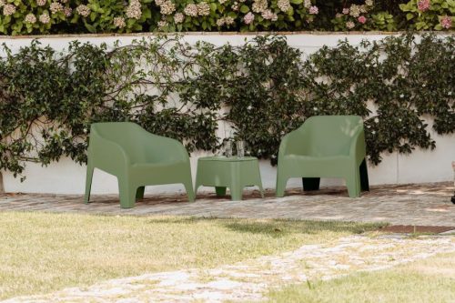 Toomax Petra műanyag asztal + tároló - zsályazöld