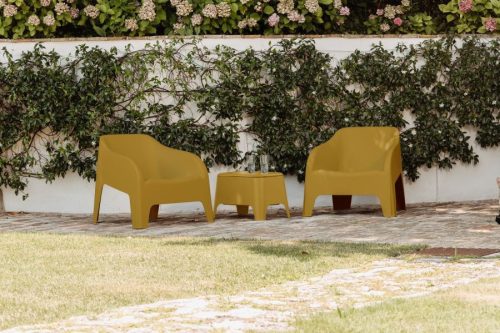 Toomax Petra műanyag asztal + tároló - okker sárga