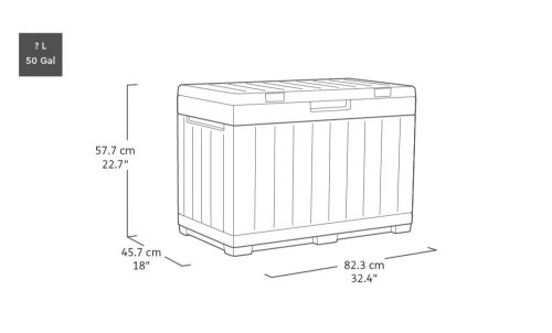 Keter KENTWOOD kerti tároló box – 190 L, ülhető párnatartó, walnut