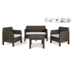 MATILDE 4 személyes kerti szett barna