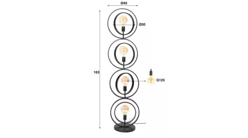 TURN AROUND állólámpa 4B faszén