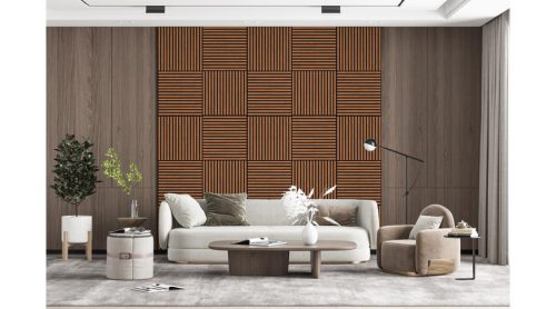 Akusztikus falpanel falra és mennyezetre 60x60 cm Teak