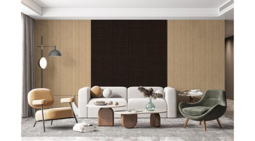 Akusztikus falpanel falra és mennyezetre 60x60 cm fekete Dió