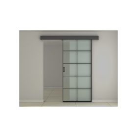 Üveg tolóajtó savmart fekete alu kerettel ASB-002