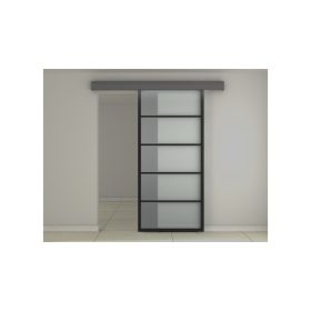 Üveg tolóajtó savmart fekete alu kerettel ASB-004