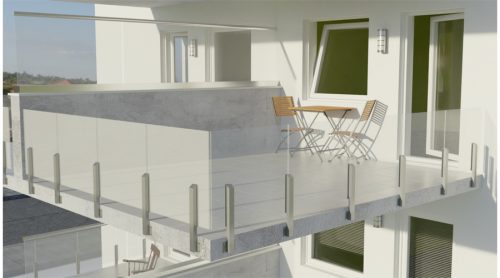 Korlátüveg konzolos korláthoz előfúrt 90x100x1