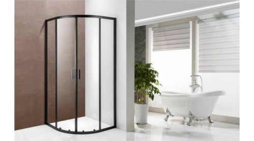 Ívelt fekete szegélyű zuhanykabin 90x90x190 A1211B