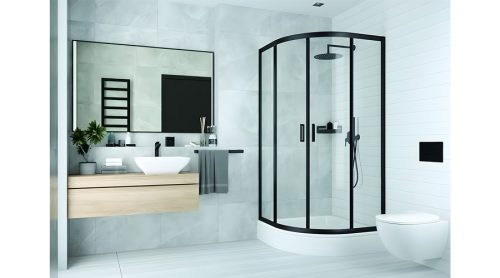 Ívelt fekete szegélyű zuhanykabin 100x100x190 A1211B