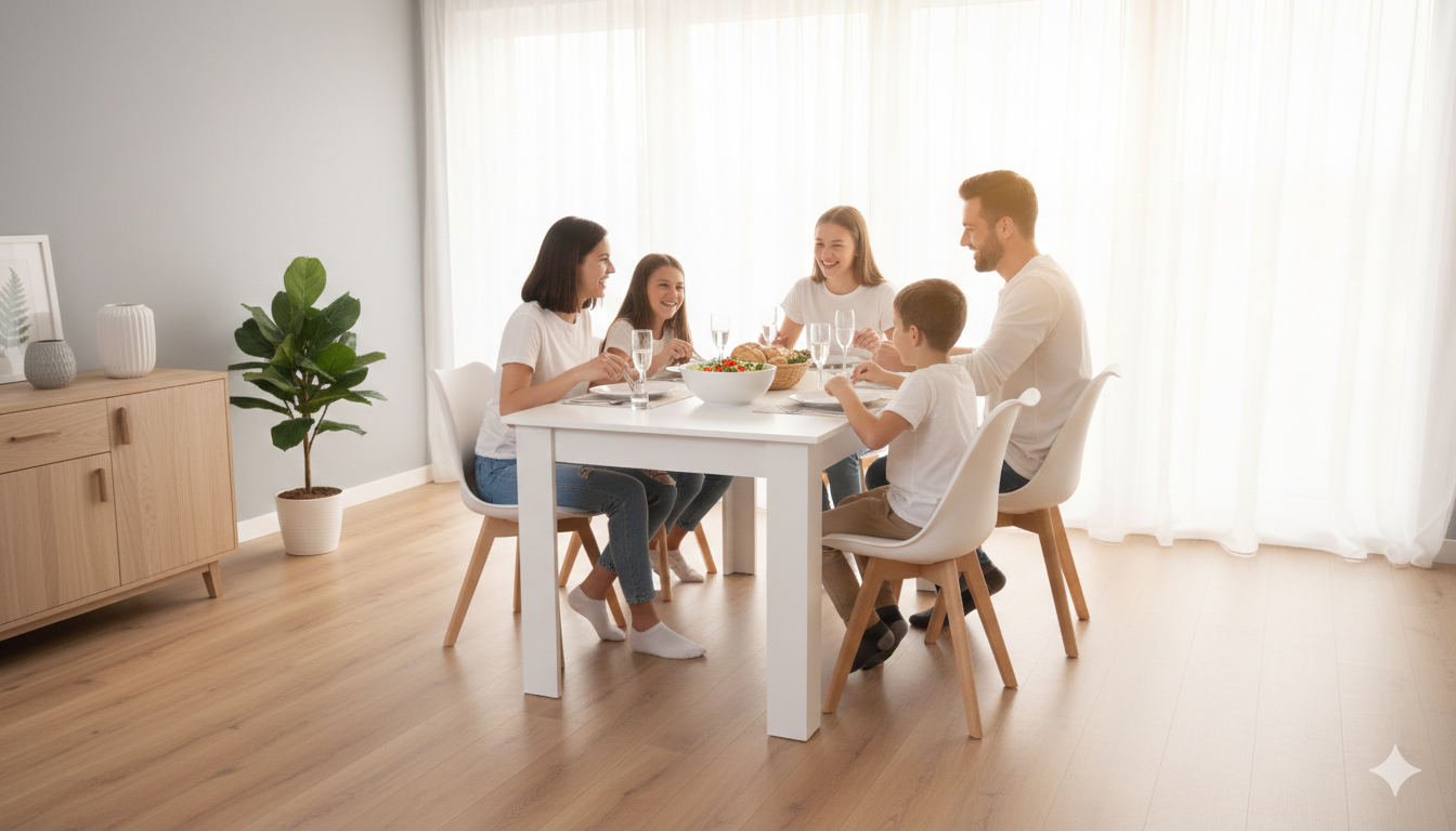 Zara 4+1 étkező garnitúra fehér–fehér – modern, letisztult megoldás 4 főre