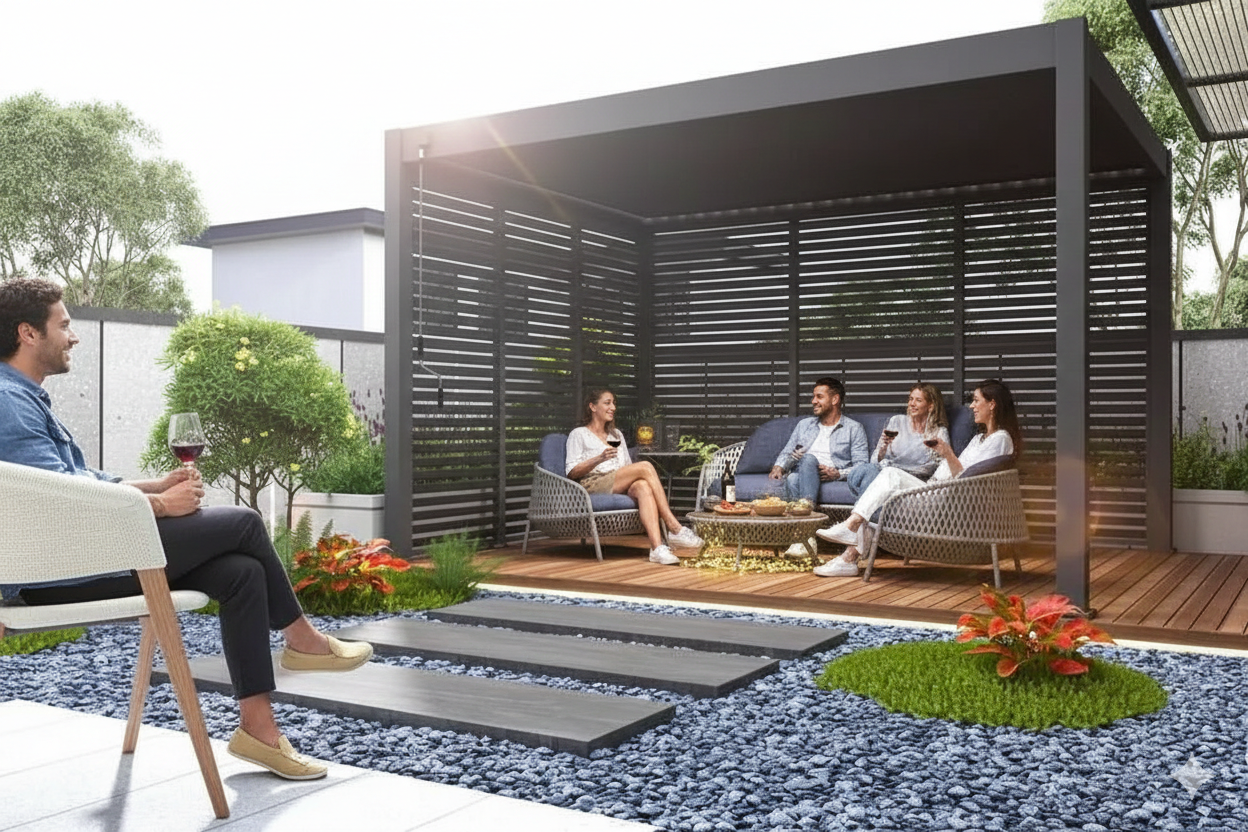 Pergola vásárlási útmutató – méretek, anyagok, rögzítés (bioklimatikus modellekkel)