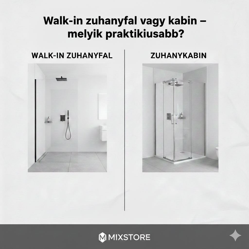 Walk-in zuhanyfal vagy zuhanykabin – melyik praktikusabb a fürdőszobába?